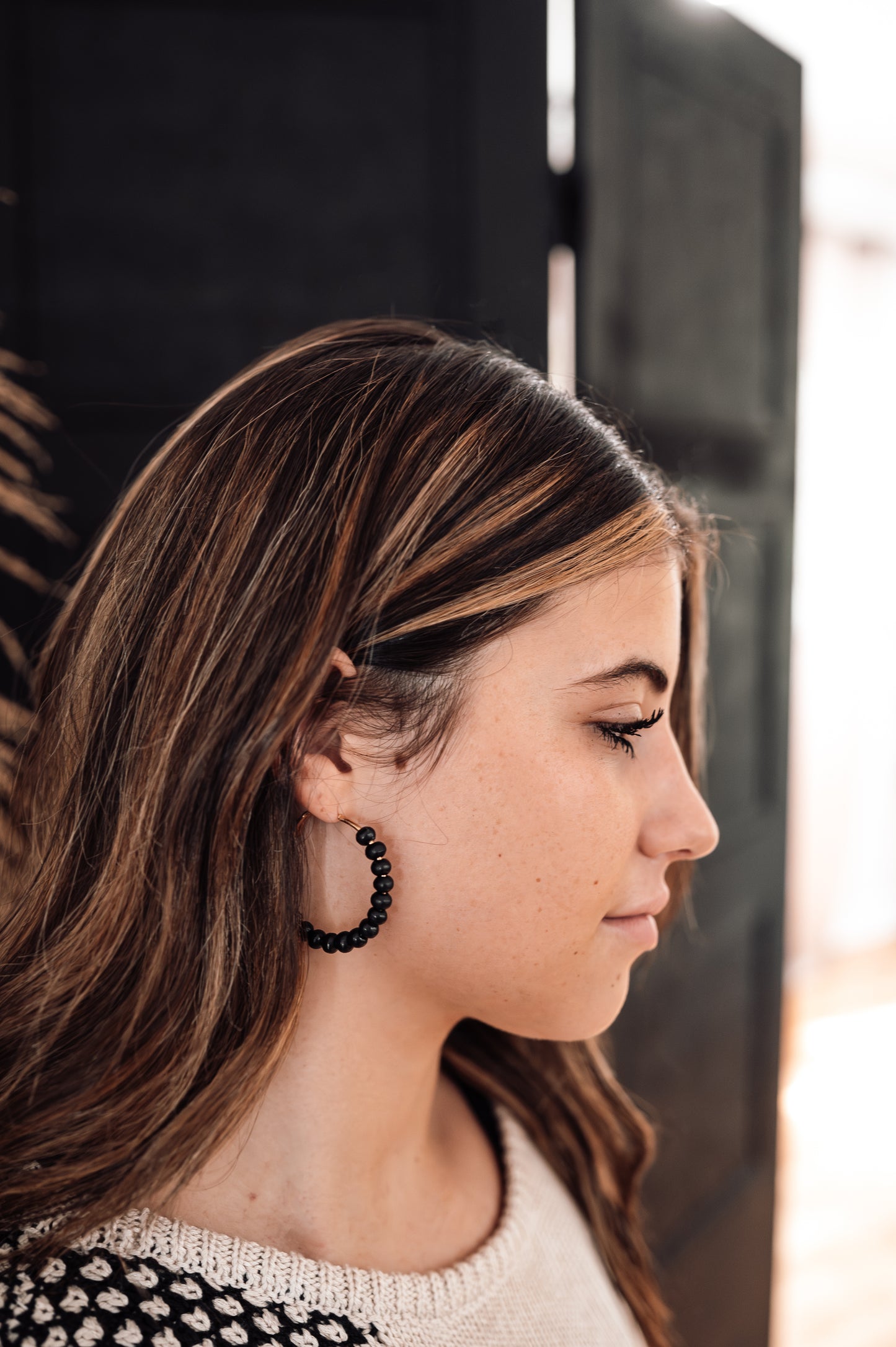 black-wood-bead-hoop-earrings