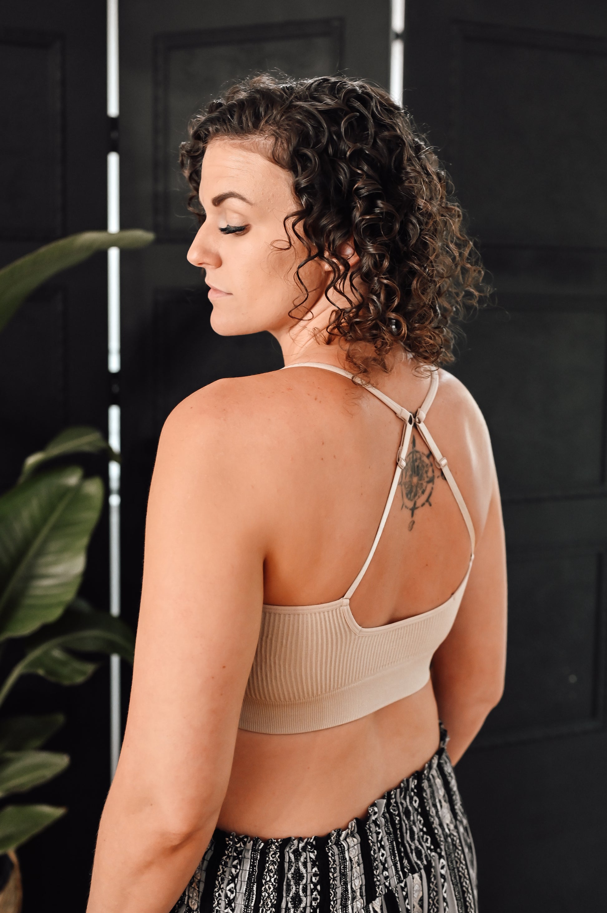 Nursing ribbed seamless heart embroidered bralette, Ivory Mix