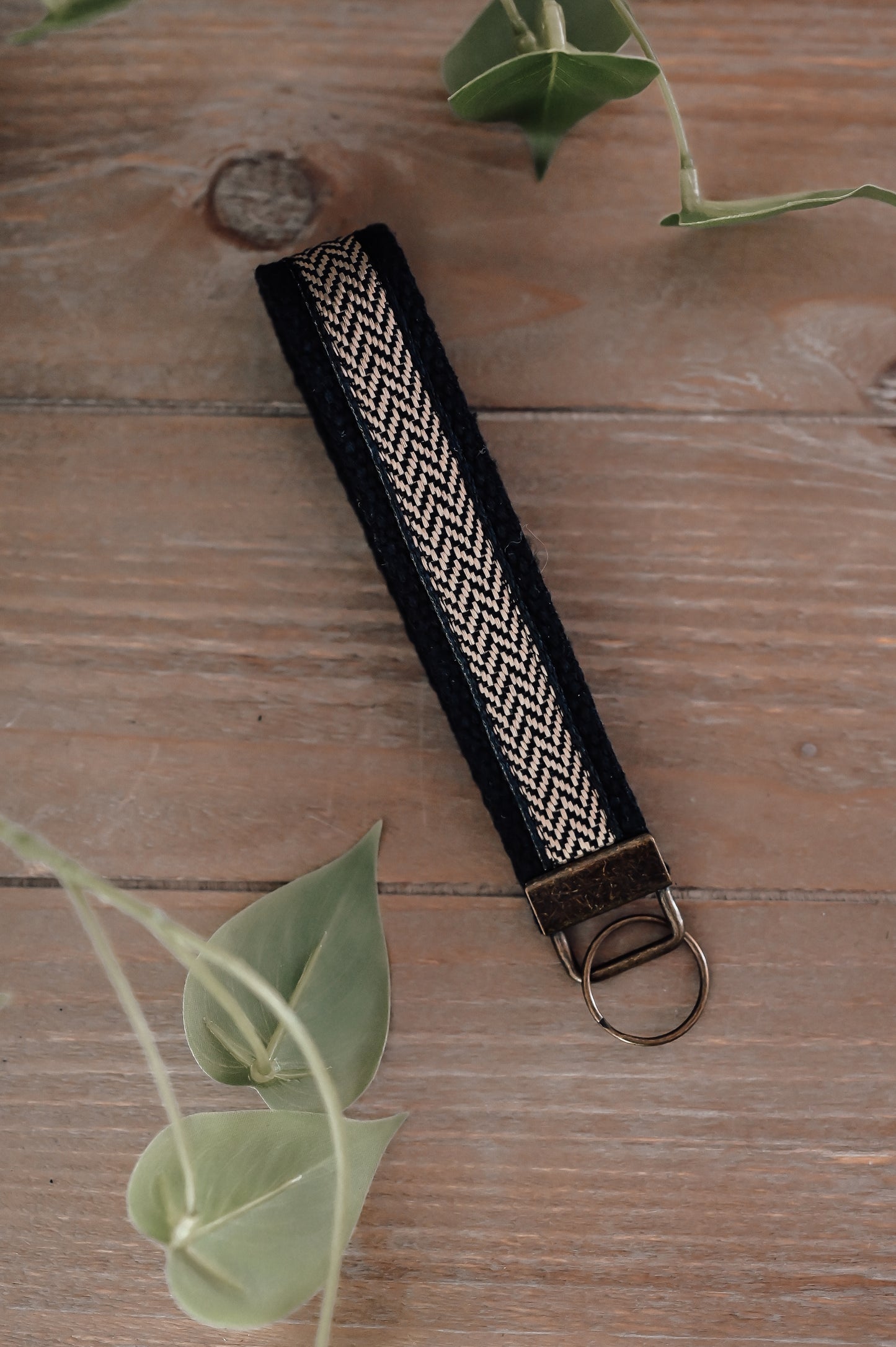 black-boho-wristlet-keychain