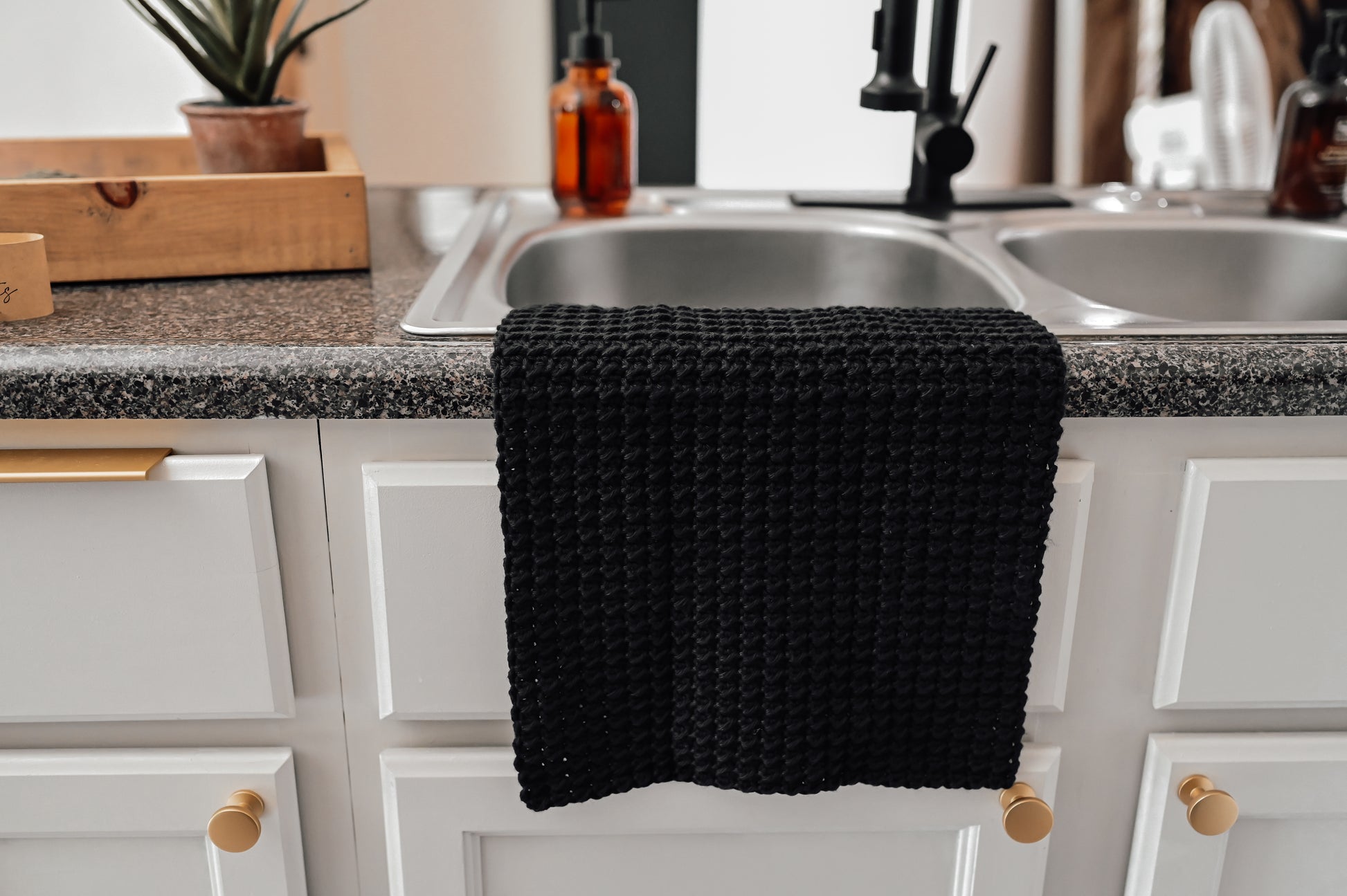 black-knit-dish-towel
