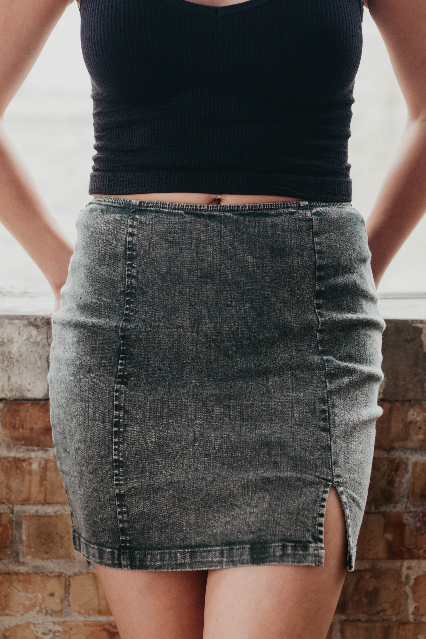 black-denim-mini-skirt