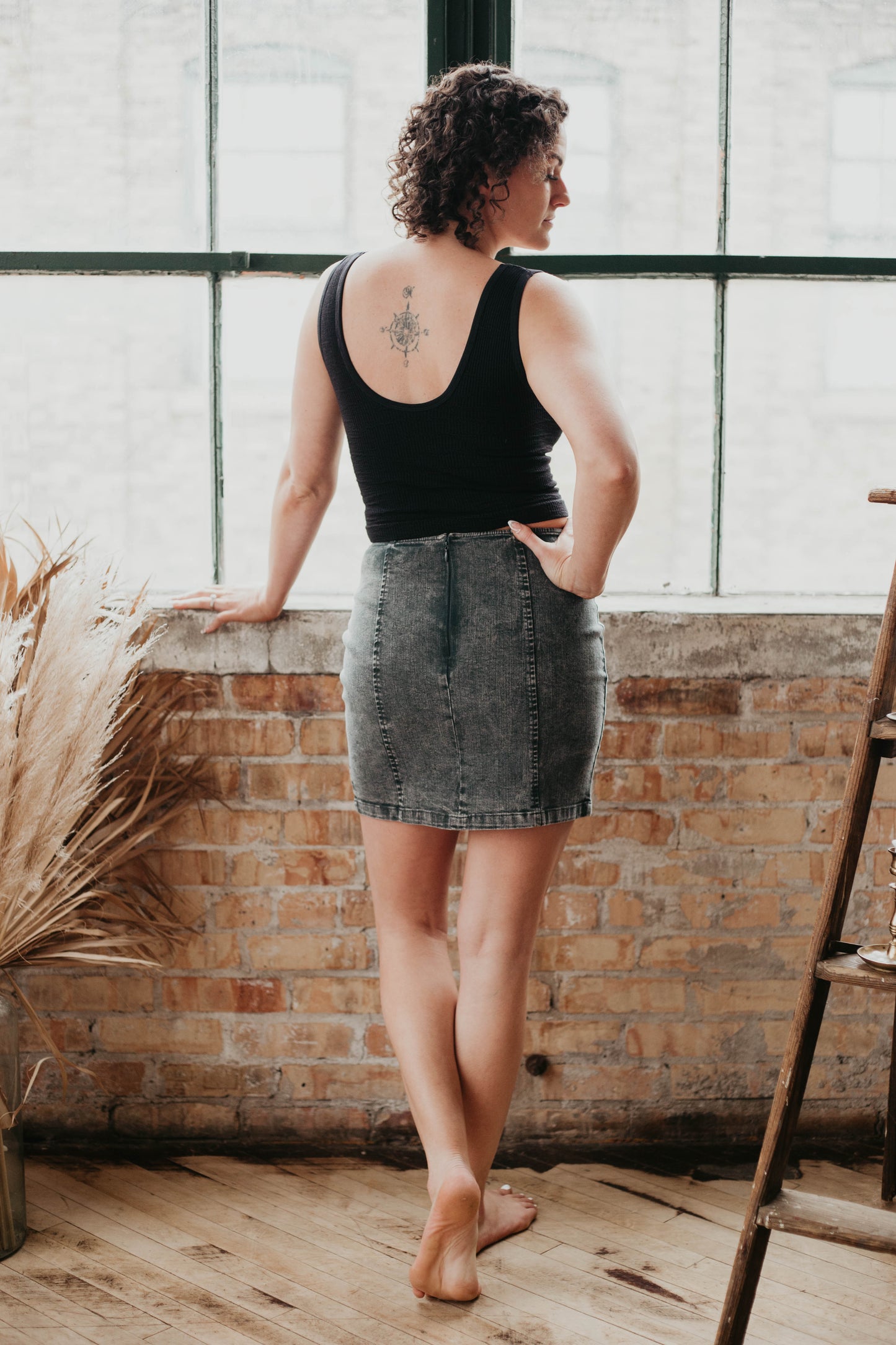 black-denim-mini-skirt