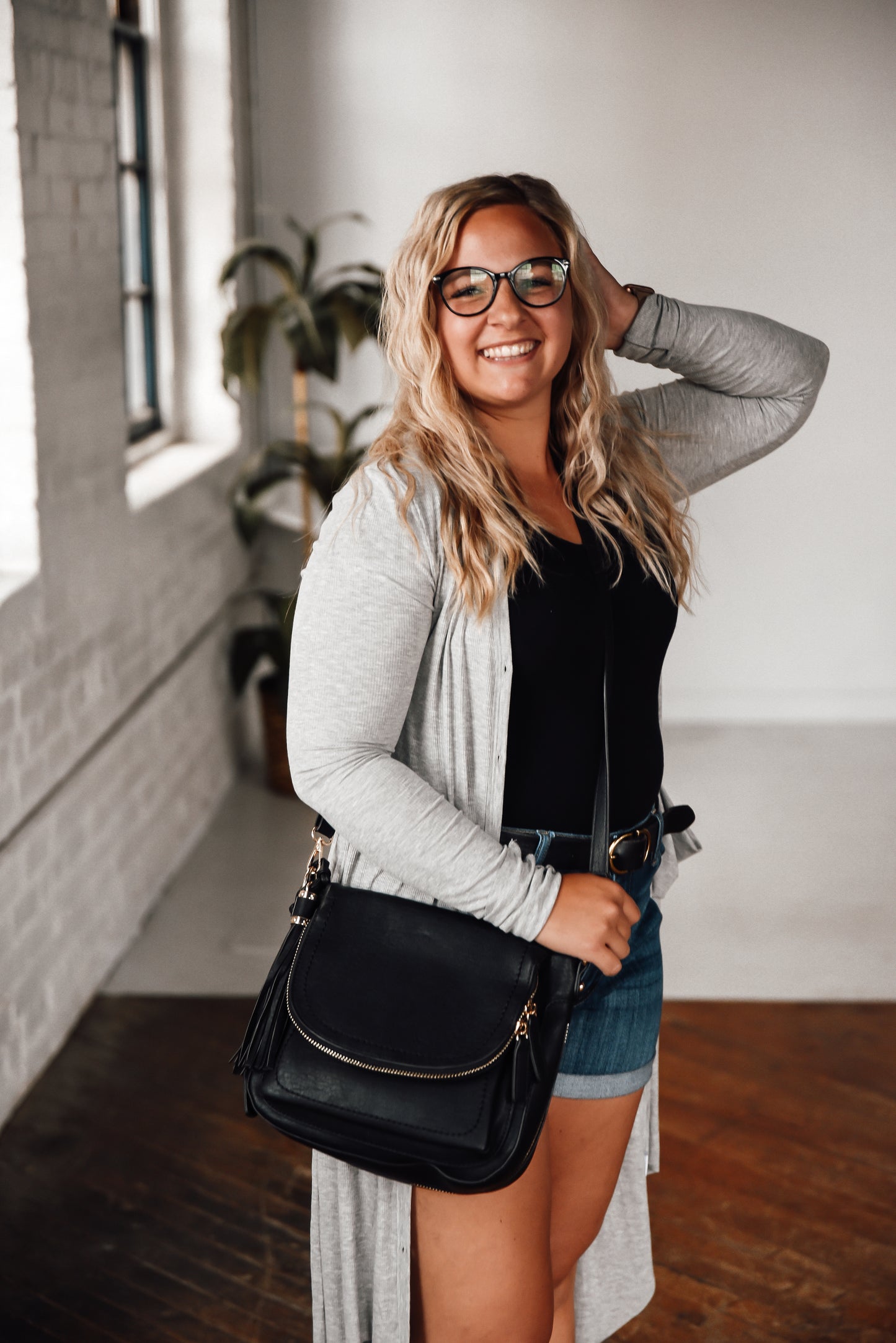 Grey Ribbed Duster Cardigan