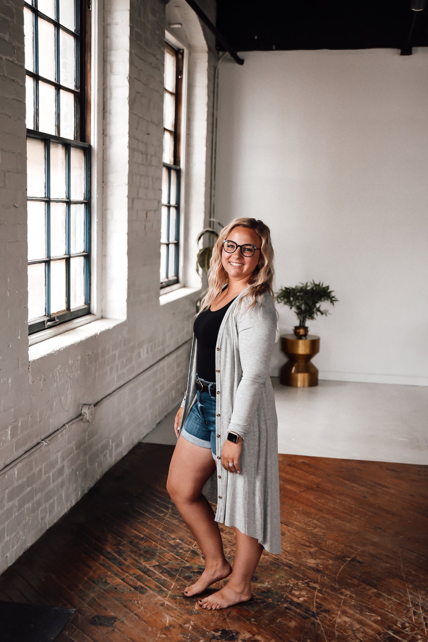 Grey Ribbed Duster Cardigan